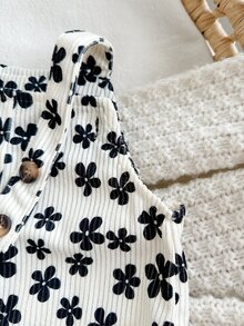 SHEIN 女嬰可愛印花連身褲，適合秋冬街頭風，百搭款 - 杏色 - 查看 5