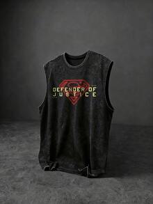 SUPERMAN X SHEIN Men's Letter Graphic Casual Daily Travel Sports T-Shirt - Black - View 2