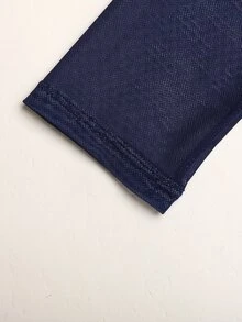 青少年女孩對比色網格兒童運動連身褲，適合夏季、秋季、春季，室內外舞蹈運動穿著 - 藍色 - 查看 5