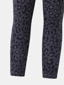 Young Girl Letter Leopard Kids Print Long Sleeve T-Shirt And Leggings Casual Set - Multicolor - View 5