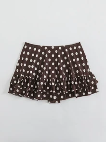 Livesso Women's Polka Dot Print Ruffle Hem Swim Shorts - Multicolor - View 2