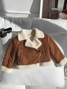 SHEIN 女嬰秋冬可愛百搭保暖內裡夾克 - 鏽棕色 - 查看 5