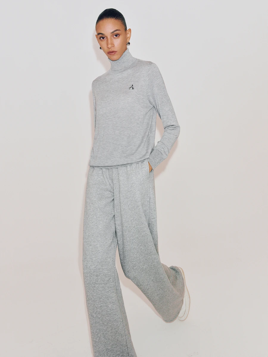 Anewsta Essential Oversized High Neck Lazy Knit Long Sleeve Top - Apricot - View 1