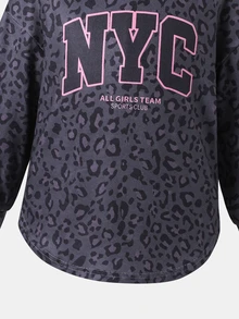 Young Girl Letter Leopard Kids Print Long Sleeve T-Shirt And Leggings Casual Set - Multicolor - View 8