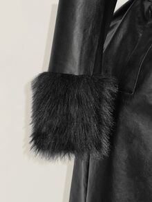 SHEIN ICON Plus Size Women's Fashion Versatile Winter Faux Fur Coat - Black - View 5