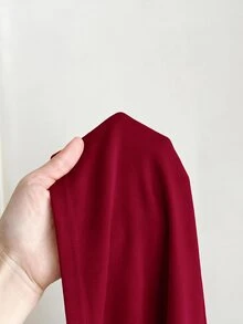 SHEIN 青少年女孩針織純色圓領修身休閒T恤 - 酒紅色 - 查看 3