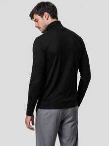 TekDrob Anti-Odor & Stretchable Ribbed Roll Neck T-Shirt - Black - View 2