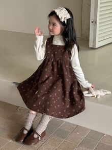 DAZY Young Girl) Polka Dot Sleeveless Round Neck Casual Autumn/Winter Dress - Coffee - View 2