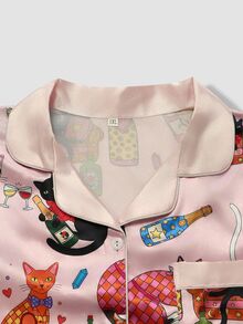 Chillnights Plus Size Women's All-Over Print Long Sleeve Top And Pants Casual Daily Home Sleepwear Set - Multicolor - View 7