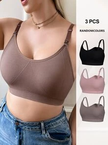 Moonlight&Mama [Random Color]Women's Popular Fashion Comfortable Minimalist Solid Color High Cost-Performance High Quality Plus Size Seamless Maternity Nursing Bra - Multicolor - View 6