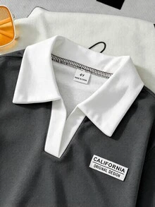 SHEIN 女童 2 件組復古美式學院風棕色上衣寬腿褲套裝，休閒秋季長袖圓領套裝，適合學校 7 歲生日 - 深灰色 - 查看 6