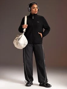 Powerista Women's Black 3D Fleece Fitted Jacket - Black - View 6