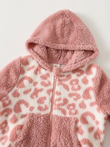 Cozy Pixies 女嬰休閒寬鬆舒適百搭粉色袖帽拼接粉色豹紋連帽衛衣 - 粉色 - 查看 4