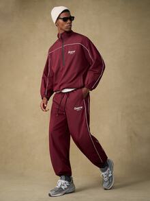 Emperor Men's Letter Print Casual Daily Long Sleeve Jacket - Burgundy - View 5