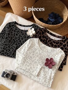 3PCS Tween Girls T-Shirts - Multicolor - View 2