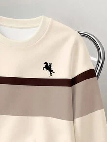 Daypath Men's Knight Print Crew Neck Long Sleeve Casual Loose Fit Sweatshirt - Khaki - View 3