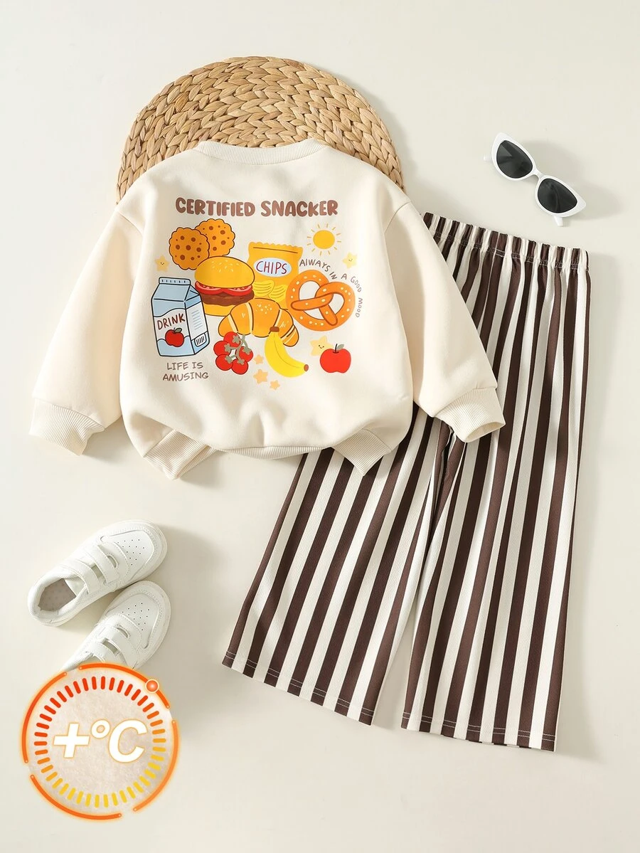 SHEIN Young Boy Cartoon Pattern Kids Knitted Soft Crew Neck Long Sleeve Pullover Sweatshirt And Elastic Waist Long Autumn Pants 2 Pieces Set - Multicolor - View 1