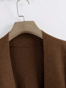 Linhara Plus Size Casual Solid Color Cardigan Knit Vest And Pants Set, Autumn/Winter - Brown - View 3