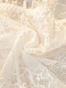 DelicateAllure White Lace Patchwork Split Bow Sweet Cute Plus Size Panties - White - View 5