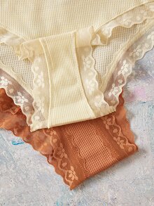 Elorette Women's Floral Decor Lace Triangle Panties 12pcs/Pack - Multicolor - View 4