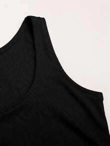 SHEIN Tween女孩秋冬時尚休閒運動純色 - 黑色 - 查看 5