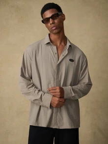 Emperor Jaket Denim Pria Model Longgar dengan Tambal Sulam, Musim Gugur/Dingin - Coklat - View 6