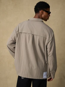 Emperor Jaket Denim Pria Model Longgar dengan Tambal Sulam, Musim Gugur/Dingin - Coklat - View 2