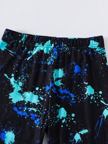 SHEIN 青少年男孩休閒舒適卡通印花上衣與修身長褲睡衣套裝 - 彩色 - 查看 3