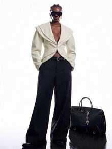 LYSMO Women's Elegant Lapel Long Sleeve Blazer - Apricot - View 3