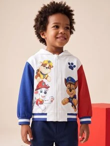 Maija Kids SHEIN | PAW Patrol Maija Kids Tween Boy Cartoon Print Zipper Hooded Jacket - Multicolor - View 1