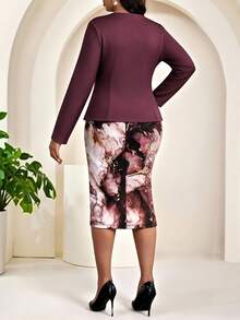 SHEIN Lady CURVE Bộ 2 món váy và áo cardigan họa tiết hoa phong cách thường ngày cho nữ size lớn - Nhiều màu - Xem 2