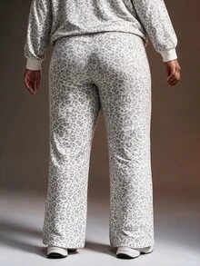 Powerista Plus Size Women's Leopard Print Athletic Pants - White - View 2