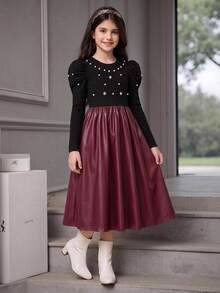 Tween Girl Tween Girl Tween Girl Autumn/Winter Thick Glossy Fabric Zip-Up High Neck Cropped Jacket, Fashionable Versatile Essential Outfit - Black - View 4