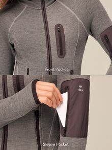 OutZeal Women Sports Jacket Gym Workout Yoga Slim-Fit Zip Up Hooded Thermal Winter Jacket - Grey - View 4
