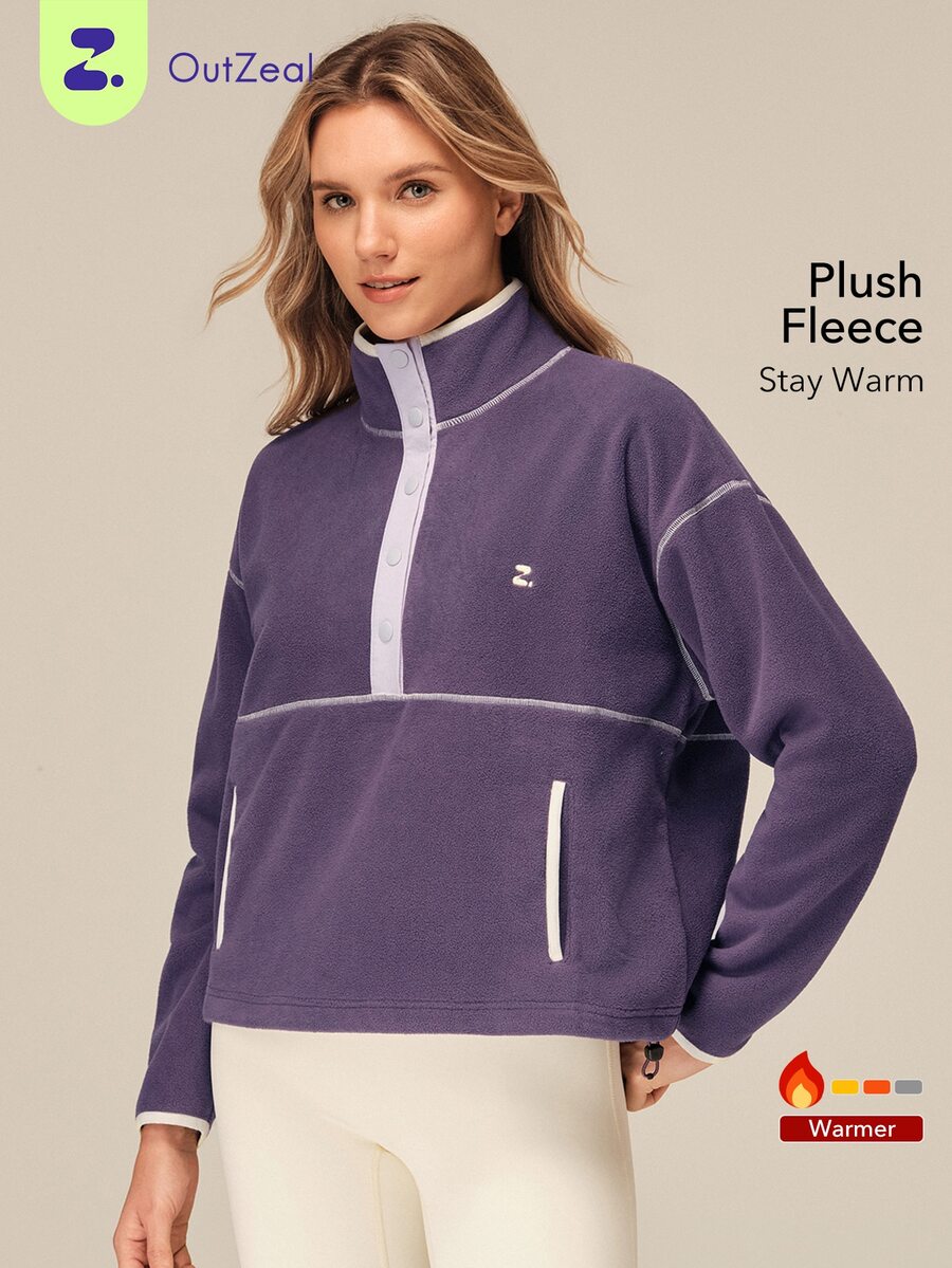 OutZeal Women Outdoor Fleece Winter Hiking Camping Thermal Sweatshirt - Purple - View 1