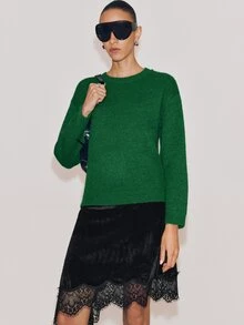 Anewsta Essential Women's Loose Fit Slimming Long Sleeve Crew Neck Pullover Knit Sweater, Autumn/Winter New Style - Green - View 4