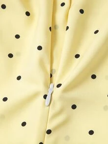 SHEIN 青少年女孩黑白波點無袖洋裝 夏季美式風格派對生日度假可愛優雅穿搭 - 黃色 - 查看 4