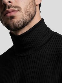 TekDrob Anti-Odor & Stretchable Ribbed Roll Neck T-Shirt - Black - View 4