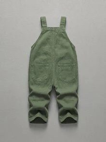 嬰兒/幼兒男童黑色熊與字母刺繡破洞水洗牛仔褲 - 軍綠色 - 查看 2