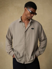Emperor Jaket Denim Pria Model Longgar dengan Tambal Sulam, Musim Gugur/Dingin - Coklat - View 5