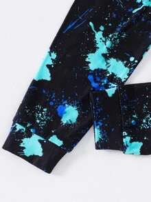 SHEIN 青少年男孩休閒舒適卡通印花上衣與修身長褲睡衣套裝 - 彩色 - 查看 4