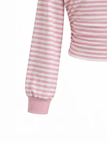 Tween Girls Sweatshirt, Waist Pleated Loose Casual Versatile Cartoon Pattern - Multicolor - View 5