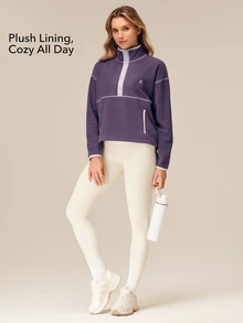 OutZeal Women Outdoor Fleece Winter Hiking Camping Thermal Sweatshirt - Purple - View 3