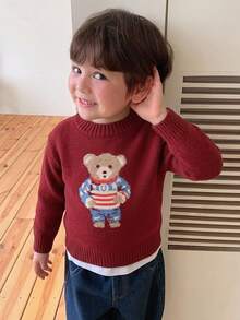 DAZY Infant/Baby Boy) Round Neck Long Sleeve Autumn/Winter Korean Style Sweater - Red - View 5