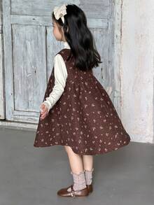 DAZY Young Girl) Polka Dot Sleeveless Round Neck Casual Autumn/Winter Dress - Coffee - View 4