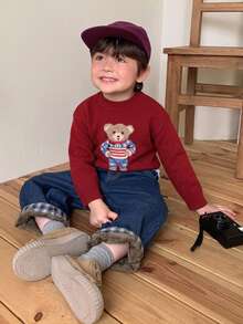 DAZY Infant/Baby Boy) Round Neck Long Sleeve Autumn/Winter Korean Style Sweater - Red - View 7