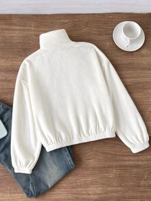 Tween Girl Casual Everyday Versatile Comfortable Horse Racing Pattern Sweatshirt - White - View 7