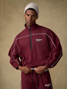 Emperor Men's Letter Print Casual Daily Long Sleeve Jacket - Burgundy - View 7