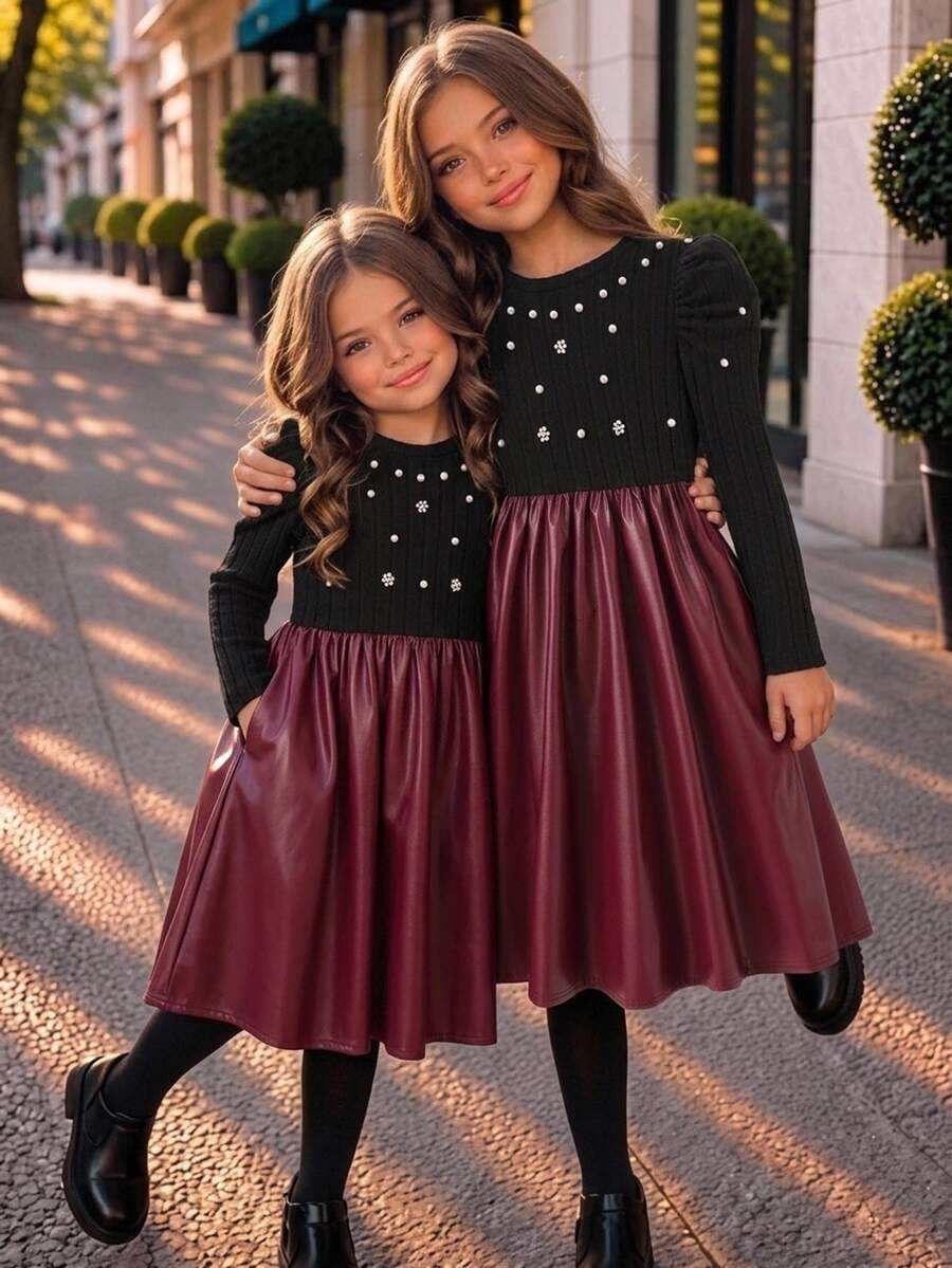 Tween Girl Tween Girl Tween Girl Autumn/Winter Thick Glossy Fabric Zip-Up High Neck Cropped Jacket, Fashionable Versatile Essential Outfit - Black - View 1