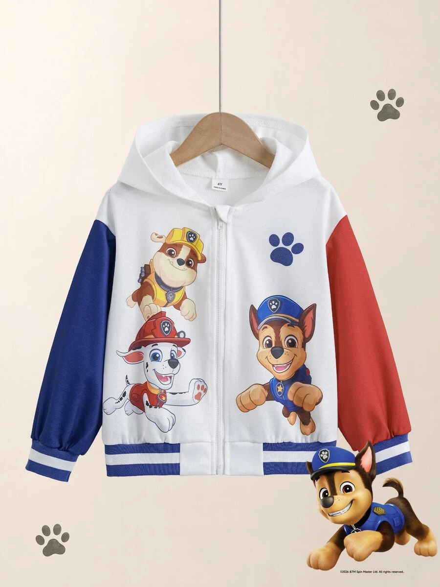 Maija Kids SHEIN | PAW Patrol Maija Kids 大童男孩卡通印花拉鍊連帽外套 - 彩色 - 查看 1